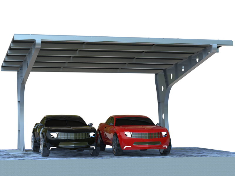 Sistema de montagem de garagem solar à prova d'água em aço carbono cantilever