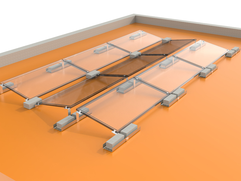 Base de concreto personalizada para sistemas de montagem solar em telhados planos